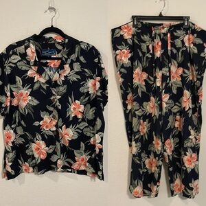 Island Traders Women Vintage Matching Set XL/XXL Black Resortwear Tropical